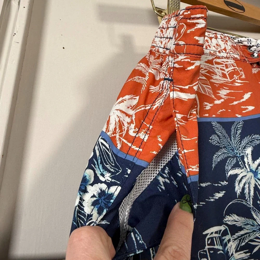 Tommy‎ Bahama Baja Palms Board Shorts Men's Blue Orange Drawstring Beach - 2XL